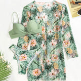New 3 Piece Women's Swimsuit, Sexy Push Up Bikini Swimsuit Set with Cover Ups, High Waist Bikinis Beach Wear Bathing Suit Sz XL