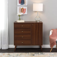 New Assembled Prepac Milo 4-Drawer Chest with Door, Cherry Retails $365+