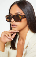 New Prettylittlething Tortoiseshell Rectangle Thick Frame Sunglasses Retails $28US+