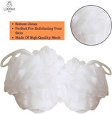 New 12 Pc White Bath or Shower Sponge Loofahs Pouf Medium Mesh