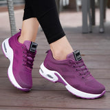 New Women's Flying Knit Running Shoes - Lightweight Lace-up Sneakers for Daily Walking and Work Sz 8 Pure Purple