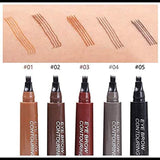 New QUEMISS Eyebrow Pen 4 Points Micro Brow Pencil Creates Lasting MakeUp Professional Natural Looking 3D Tint Pen Eyebrows Cover Sparse Areas Daily Waterproof Brows #03 (Reddish Brown)