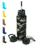 NEW Thermosis 24 Oz Water Bottle With Straw | Insulated Water Bottle With Wide Mouth Opening and 3 Lids (Straw and Handle Lids) | Travel Stainless Steel Water Bottle for Sports and Gym - Camo - Water Bottle - 24 OZ