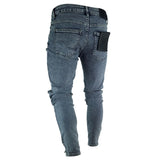 NEW Men Stylish Ripped Jeans Pants Biker Skinny Slim Straight Frayed Denim Trousers New Fashion Skinny Jeans Men Clothes Hiphop, Grey, Men's Sz M, Retails $49+