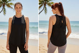 New Retails $47 ACTIVE KEY-HOLE MESH BACK TANK TOP, Black Sz L