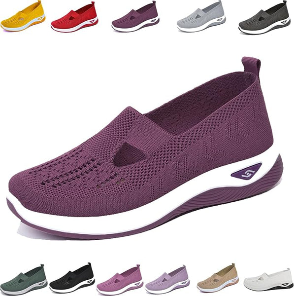 New Sz 7.5 Rayootd Orthopedic Shoes for Women, Womens Comfortable Breathable Sneakers Woven Orthopedic Slip On Diabetic Walking Shoes Dark Purple