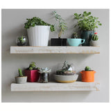 Retails $ 329 New Gracie Oaks Joao 2 Piece Solid Wood Floating Shelves Reclaimed Rustic White Wash 36 inch Long X 6.25 inch Deep X 3.5 inch High