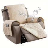 NEW BEIGE 1pc Waterproof Recliner Chair Cover, Non Slip Recliner Slipcover For Recliner Chair With Pocket, Washable Reclining Chair/Furniture Protector, Pets (Recliner Chair), Easy To Install & Easy Care Washable Couch Cover For Dog, Retails $156+