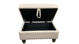 New Wayfair 28.5'' Wide Rectangle Nailhead Trim Linen Storage Ottoman in Light Beige by Red Barrel Studio! Retails $220+