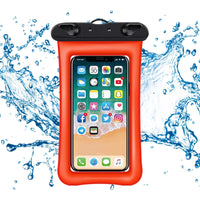 New Universal IPX8 Waterproof Anti Sinking Phone Case Water Proof Bag With Lanyard Fits All Phones Up To 7.5in, also can be used as dry bag for keys, cash, cards etc! Great for Protection & taking underwater pics! Red