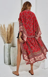 New Retails $97+ Beautiful Boho Gypsy kimono/Robe in Red Sz L