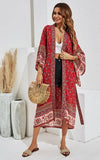 New Retails $97+ Beautiful Boho Gypsy kimono/Robe in Red Sz L