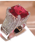 NEW HUGE RED STONE COCKTAIL RING RED HATTERS WOMEN'S SIZE 9
