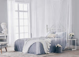 New Reed 4 Corners Post Bed Canopy Mosquito Net Fits all sizes Beds Bedding(White)