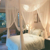 New Reed 4 Corners Post Bed Canopy Mosquito Net Fits all sizes Beds Bedding(White)