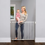 New Regalo 2-in-1 Extra Wide Stairway and Hallway Walk Through Baby Safety Gate, Hardware Mounting, White, 24 inches x 40.5 inches x 28.75 inches (Pack of 1)
