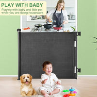 New Retractable Baby Gate, Extra Wide Safety Kids or Pets Gate, 33” Tall, Extends to 55” Wide, Mesh Safety Dog Gate for Stairs, Indoor, Outdoor, Doorways, Hallways(33”x55”- Black)