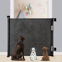 New Retractable Baby Gate, Extra Wide Safety Kids or Pets Gate, 33” Tall, Extends to 55” Wide, Mesh Safety Dog Gate for Stairs, Indoor, Outdoor, Doorways, Hallways(33”x55”- Black)