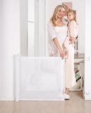 New Retractable Baby Gate, Mesh Baby and Pet Gate 33" Tall, Extends up to 55" Wide, Child Safety Baby Gates for Stairs Doorways Hallways, Dog Gate Cat Gate for Indoor and Outdoor (White)