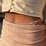 New Women's Rhinestone Heart Waist Chain Belt Jewelry Crystal Belly Body Chain