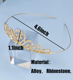 New 1pc Women Rhinestone Crown Design Glamorous Bride Headband For Wedding Party