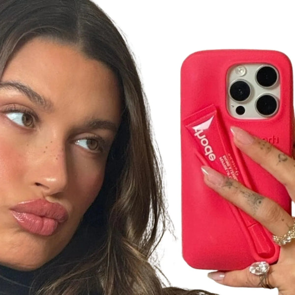 New TikTok Viral Sold Out Rhode Summer Lip Case w/lip gloss for iPhone 15 Pro Max / Soft Silicone / Guava Spritz
