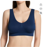 NEW Rhonda Shear Cotton Ahh Bra w/ Removable Pads, Navy, Sz Large