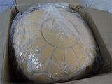 New ALLMODERN RICHARD GENUINE LEATHER POUF Cream Pouf/ Ottoman made in Morocco  Retails $264+