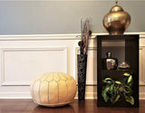 New ALLMODERN RICHARD GENUINE LEATHER POUF Cream Pouf/ Ottoman made in Morocco  Retails $264+