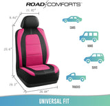 New Retails $63+ Road Comforts Car Seat Cover, Leather Car Seat Covers, Front Low Back Sport Seat Covers, Airbag Compatible, Universal Fits for Most Cars (Hot Pink)