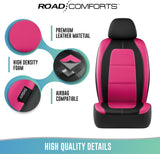 New Retails $63+ Road Comforts Car Seat Cover, Leather Car Seat Covers, Front Low Back Sport Seat Covers, Airbag Compatible, Universal Fits for Most Cars (Hot Pink)