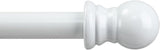 New 1" Diameter Metal Single Adjustable Telescoping Curtain Rod with Finials (White, 30-44")