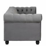 New Retails $1,100+ Rosdorf Park 78 Inch Wide Rolled Arm Velvet Modern Rectangle Sofa in Grey with silver nailhead trim & button tufting! Dark Grey