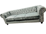 New Retails $1,100+ Rosdorf Park 78 Inch Wide Rolled Arm Velvet Modern Rectangle Sofa in Grey with silver nailhead trim & button tufting! Dark Grey