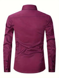 NEW Men's Formal Solid Long Sleeve Slim Fit Button Up Shirt For Business Occasions, Spring Fall Men's Shirt, Rose Red, Sz M, Retails $95