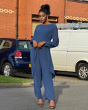 New Peacock Blue Long Patchwork Scoop Neck Jumpsuit Sz XXL Retails $67+