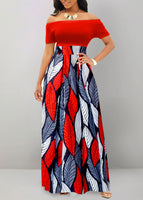 New Rosewe Tribal Print Patchwork Red Short Sleeve Maxi Dress Sz L! Retails $56+