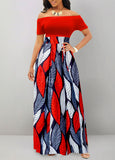 New Rosewe Tribal Print Patchwork Red Short Sleeve Maxi Dress Sz L! Retails $56+