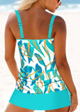 New MODLILY® Light Blue Circular Ring Geometric Print Tankini Set Sz XL Retails $56+