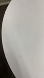 New Retails $499+ Stunning Wayfair Unique Nordic 35.5 inch round Coffee table with plain white composite wood table top and electroplated stainless steel titanium finish base