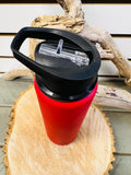 New Red Aluminum Water Bottle by Justin Case! Non slip grip bottom