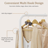 NEW IN BOX Retails $65, DOORXIFO White Coat Racks with White Base, Entryway Coats Racks Freestanding with 3 Hooks, L Shape Home Coat Hanger for Jackets, Coats, Hats, Clothes