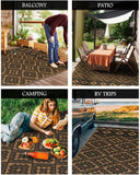 NEW Retails $90, MontVoo Outdoor Rug Carpet 6x9 Waterproof-Patio Rug Mat Reversible Portable RV Camping Picnic Beach Mat Plastic Straw Rugs Outside Outdoor Area Rugs for Patio Deck Pool Deck Balcony Backyard, Black/Brown