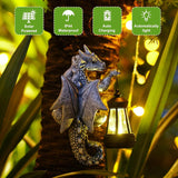NEW Retails $54, Dragon Tree Hugger with Solar Lantern - 9.3 Inch Resin Statue
