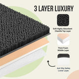 NEW Retails $55, Plush Bathroom Rug 34x21 Absorbent Machine Washable Non Slip Chenille Bath Mat, grey