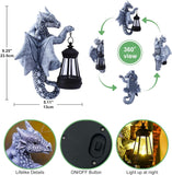 NEW Retails $54, Dragon Tree Hugger with Solar Lantern - 9.3 Inch Resin Statue