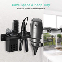 NEW Hair Dryer Holder Wall Mount Rack Bathroom Shelf Space Save Storage Accessories