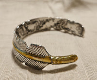 NEW in gift box! Adelly Faith Feather Bracelet Prosperity Protection Silver Gold Tone