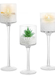 NEW Table Centerpiece, Glasseam Long Tealight Candle Holders 3Pcs/Set