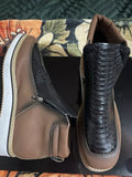 NEW Retails $65, Mens Boots Casual Alligator Look Zip Sides Fashion Slip On Boot, Sz 12